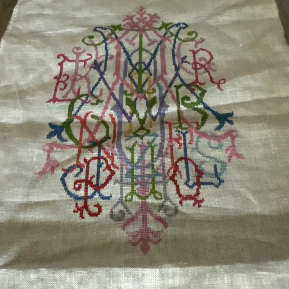 Posy Collection Alphabet Quilt Monogram counted cross stitch Completed 12x7.5